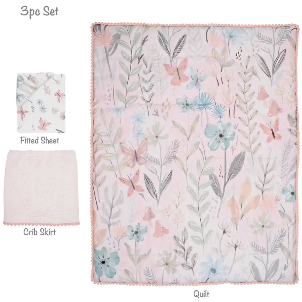 Baby Blooms 3 Piece Crib Set