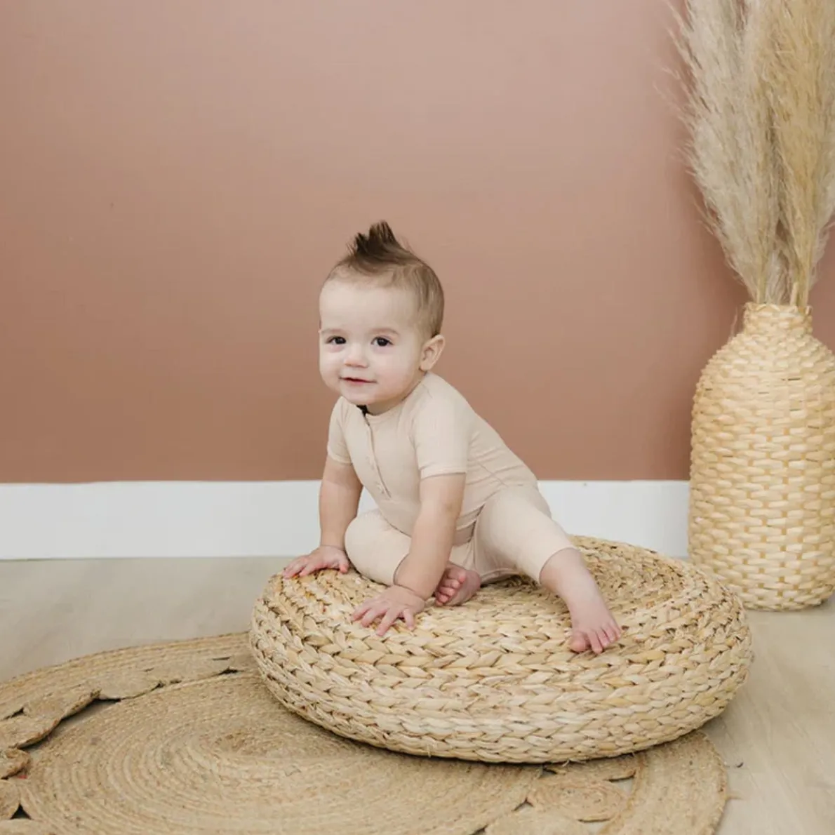 Bamboo Ribbed Short Sleeve Henley Romper