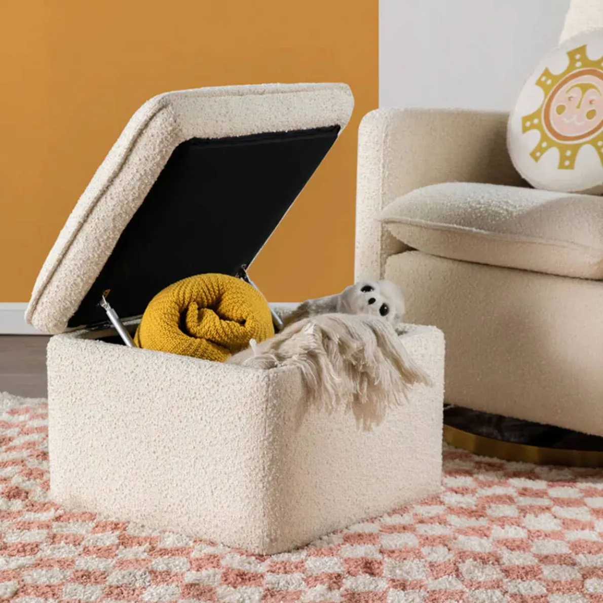 Cali Boucle Storage Ottoman
