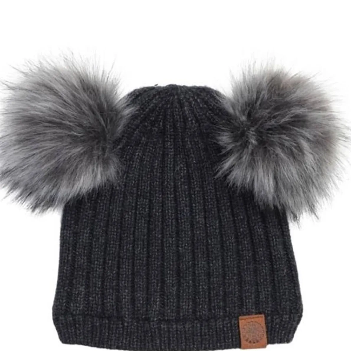 Double Faux Fur Pom Knit Hat