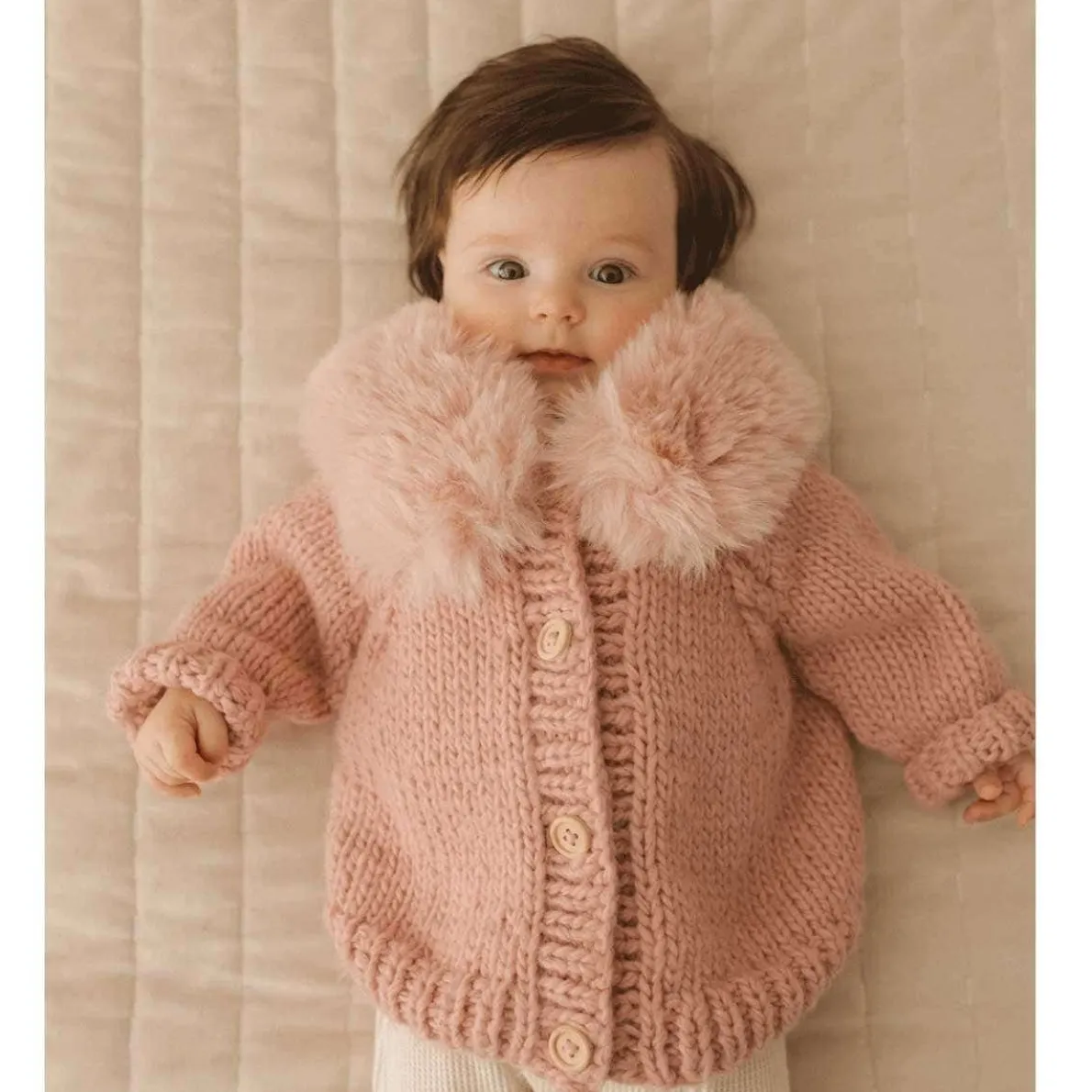 Fur Collar Cardigan