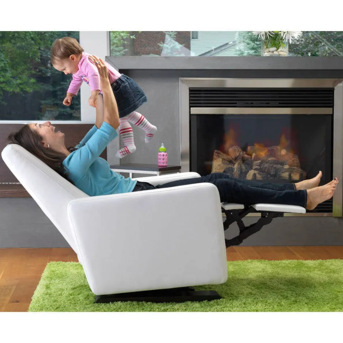 Grano Glider Recliner - Fabric with Espresso Base