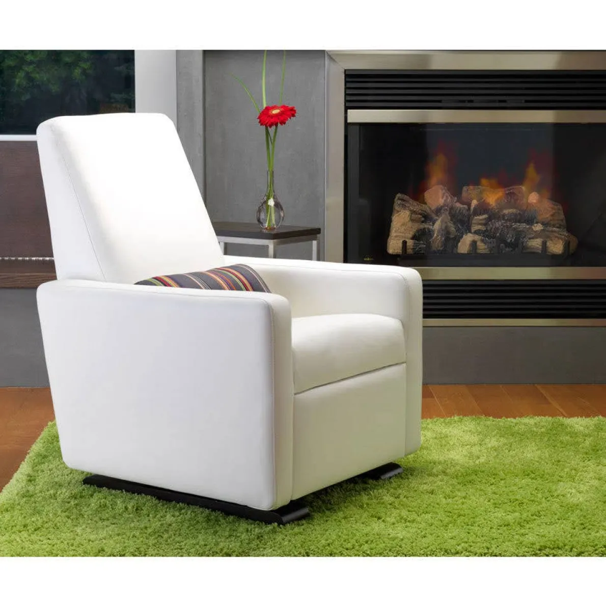 Grano Glider Recliner - Wool Fabric with Espresso Base