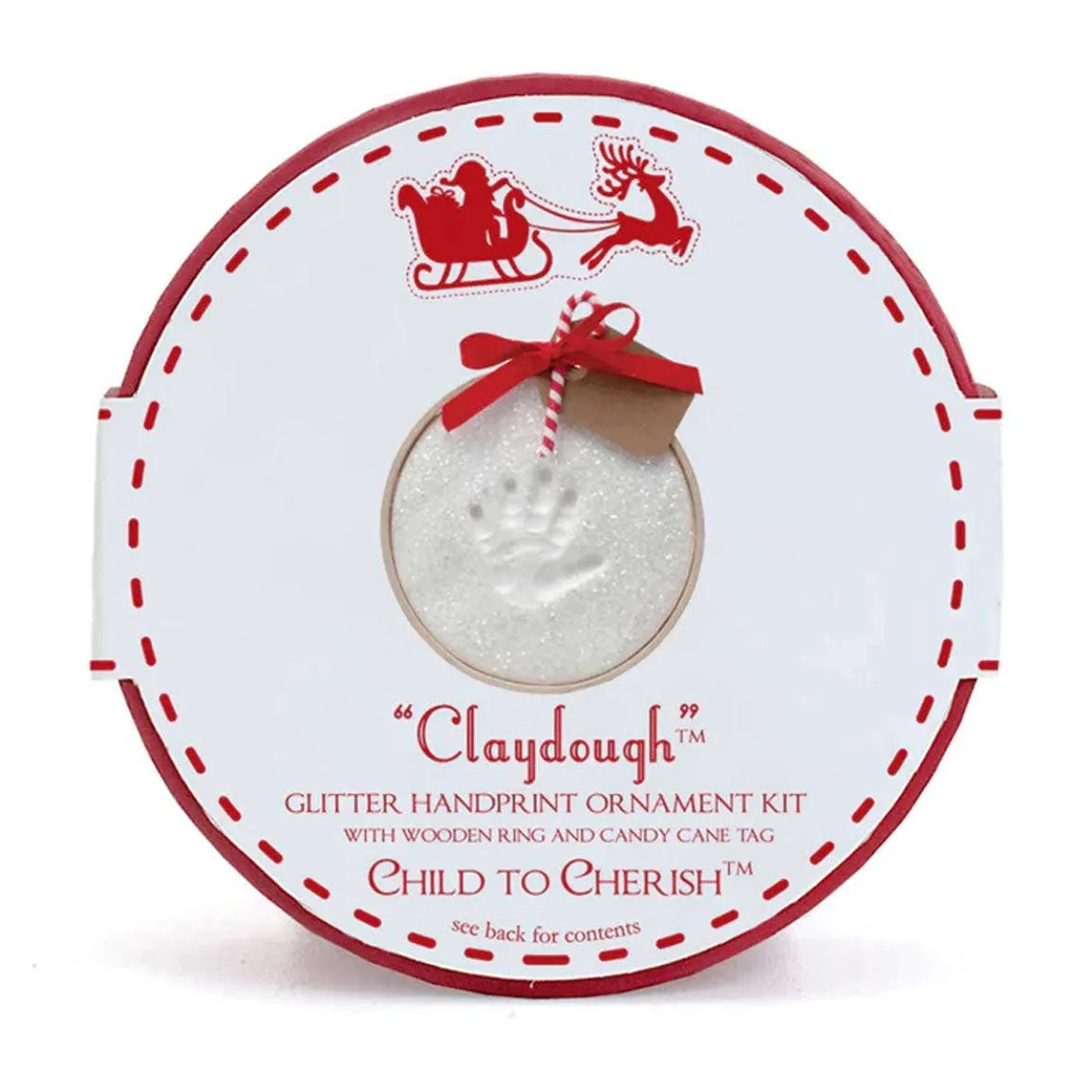 Handprint Ornament in Wood Ring