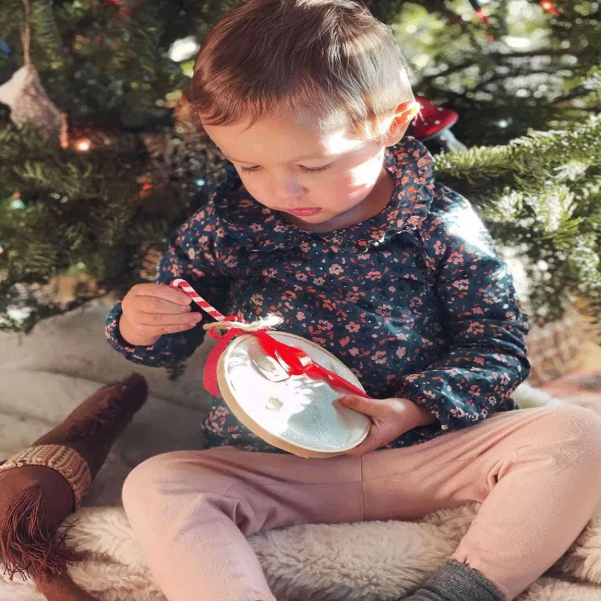 Handprint Ornament in Wood Ring