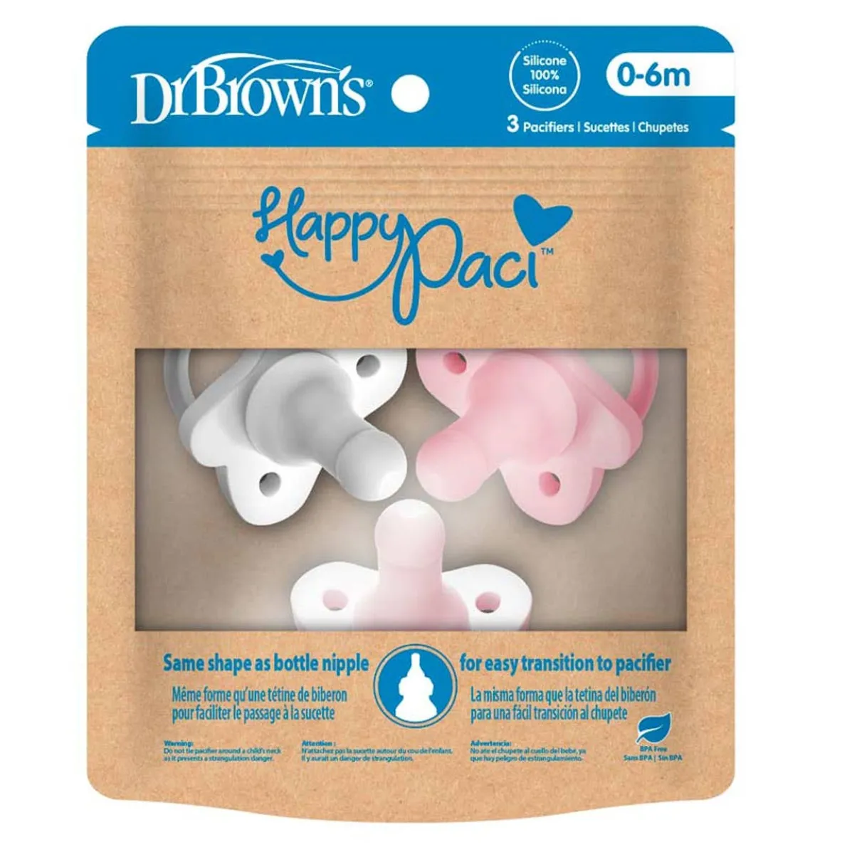 HappyPaci Silicone Pacifier (3 Pack)