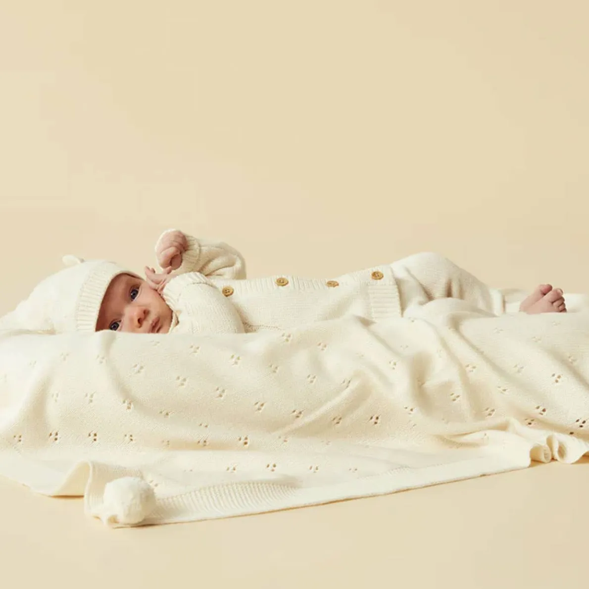 Knitted Pointelle Blanket