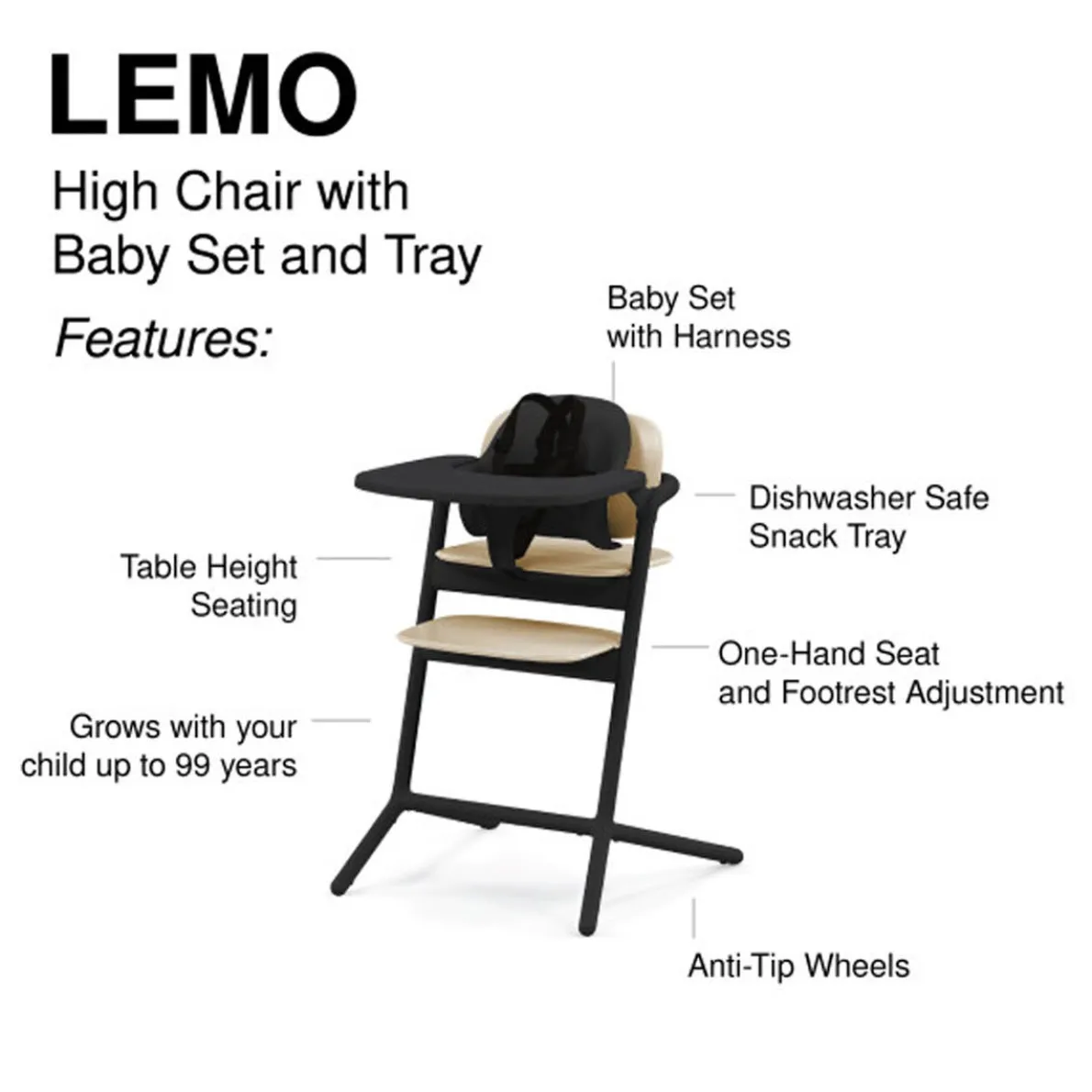 LEMO 3-in-1 High Chair + LEMO Training Tower Set