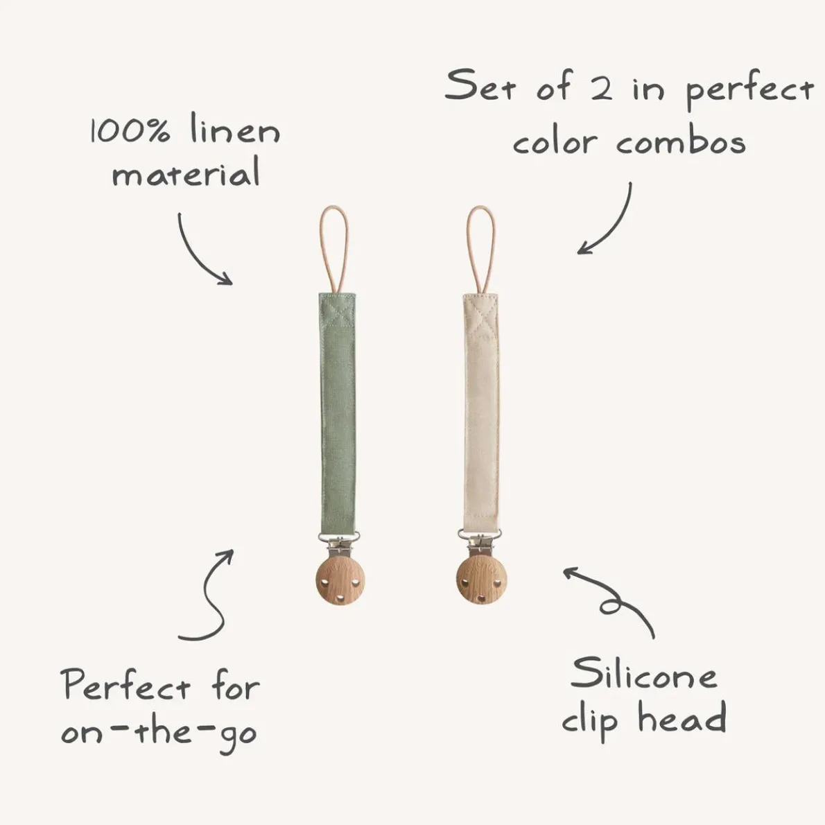 Linen Pacifier Clip (2 Pack)