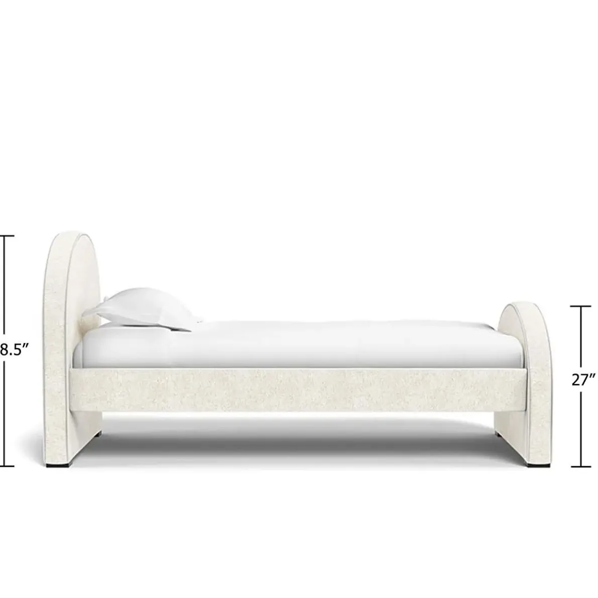 Luna Twin Bed - Faux Sheepskin - High HB + High FB