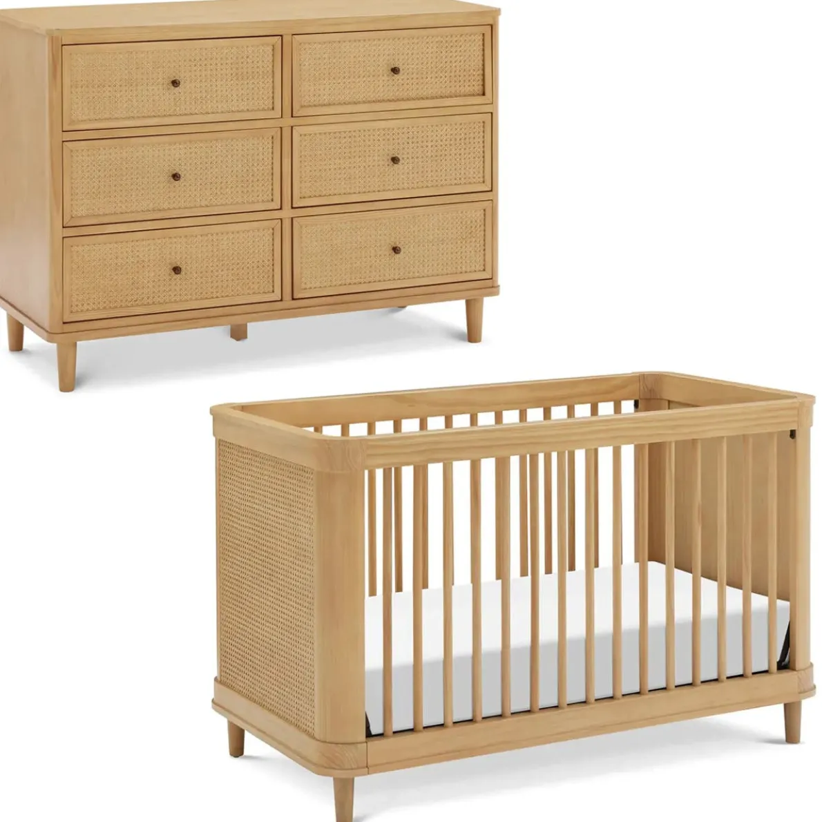 Marin with Cane 3-in-1 Crib + Marin with Cane 6 Drawer Dresser