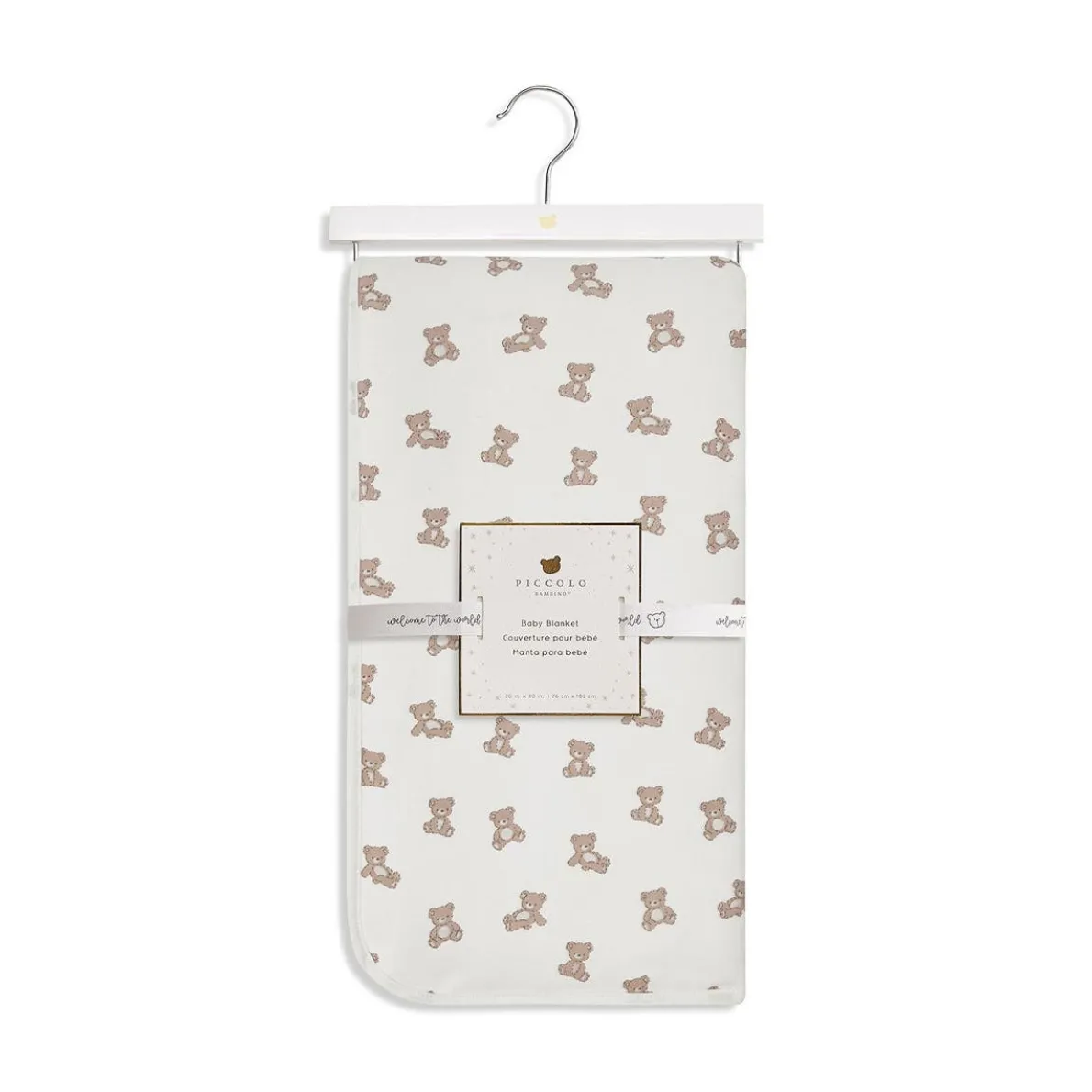 Printed Jersey Blanket Lined with Sherpa - Small Print