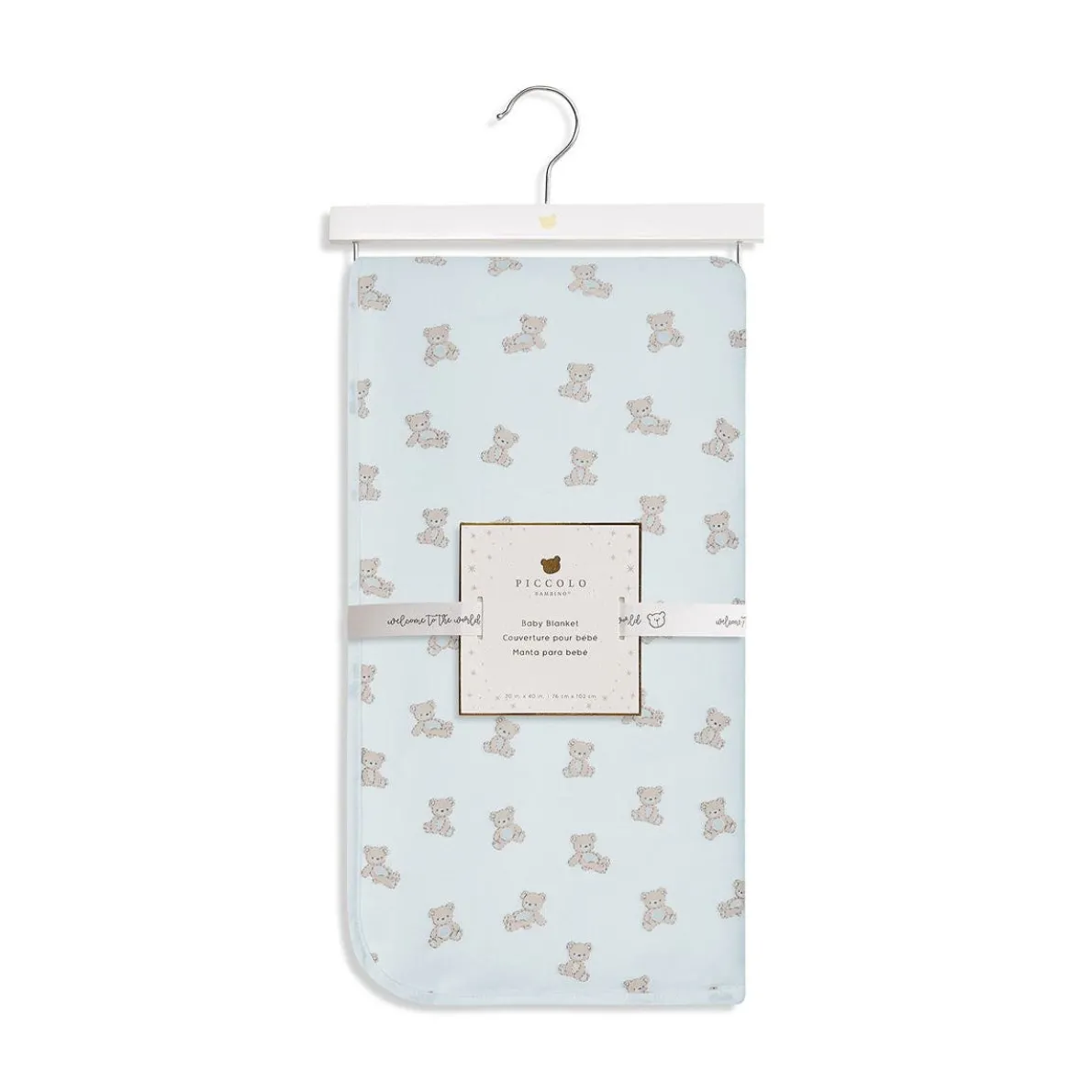 Printed Jersey Blanket Lined with Sherpa - Small Print