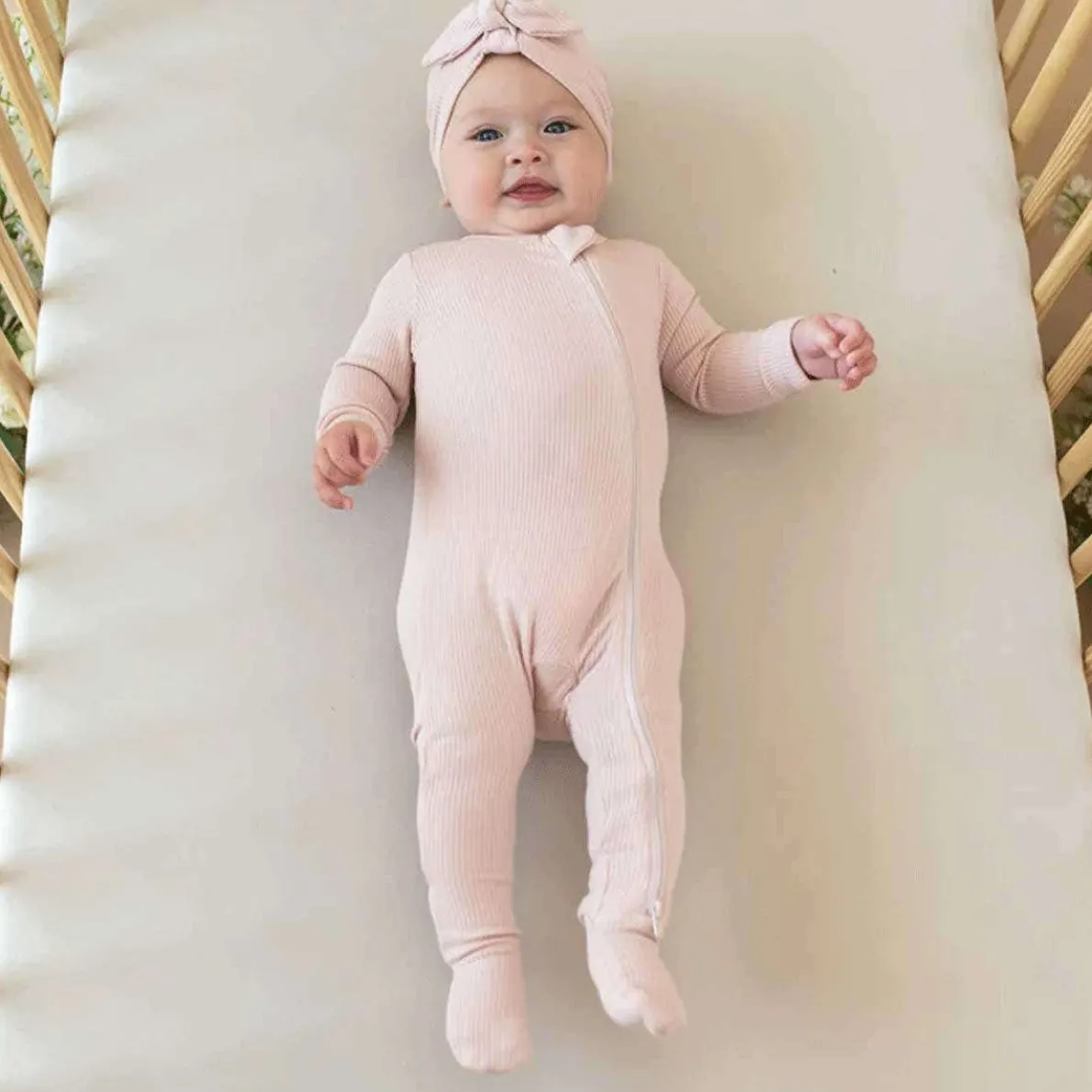 Ribbed Zippered Footie