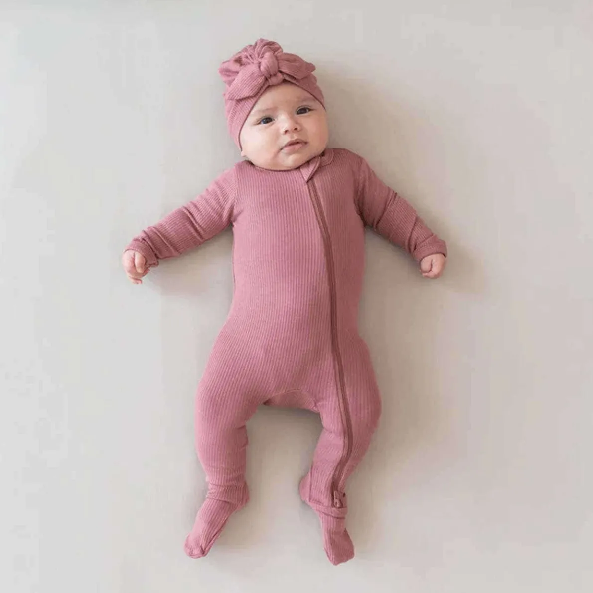 Ribbed Zippered Footie