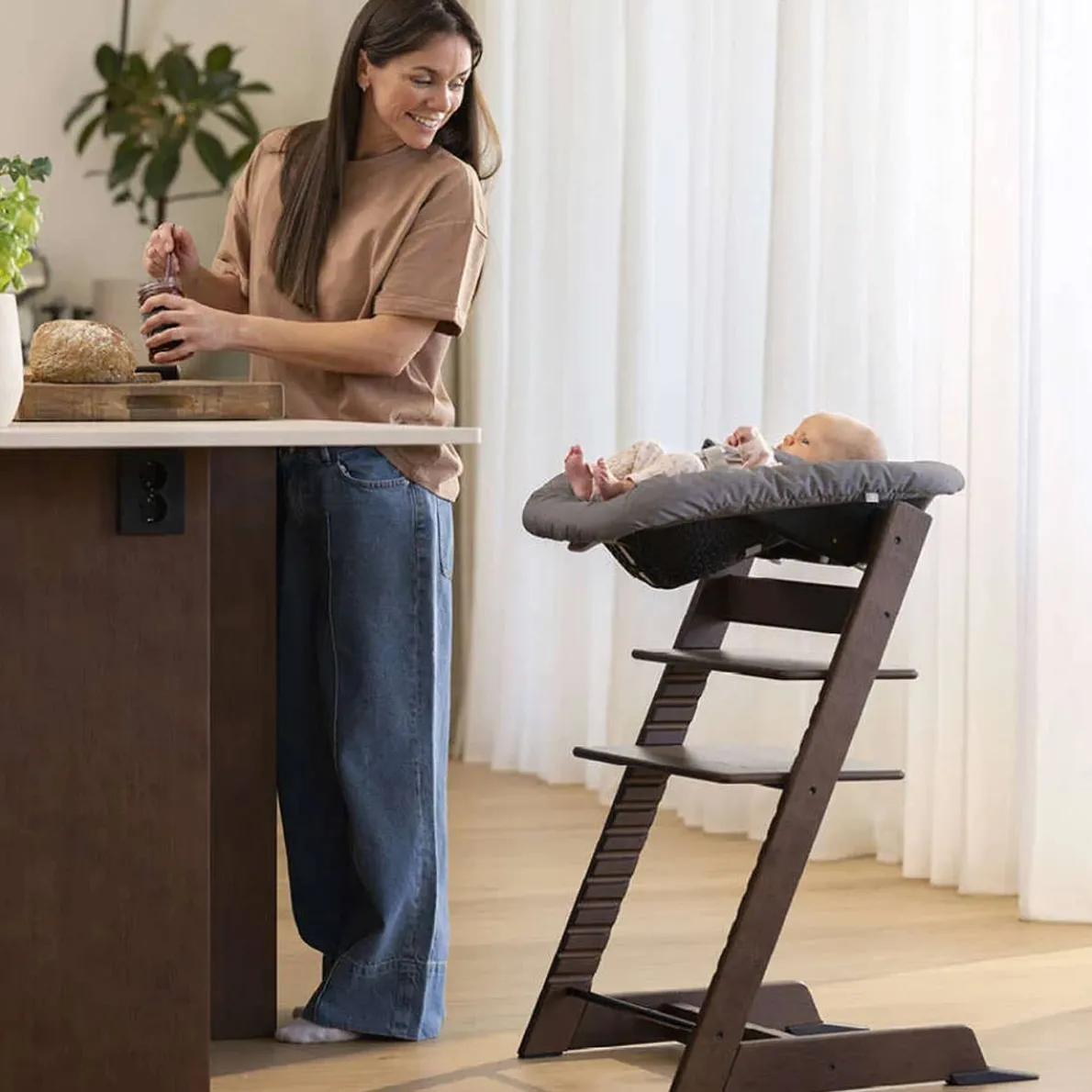 Tripp Trapp® High Chair² with Newborn Set (Oak)