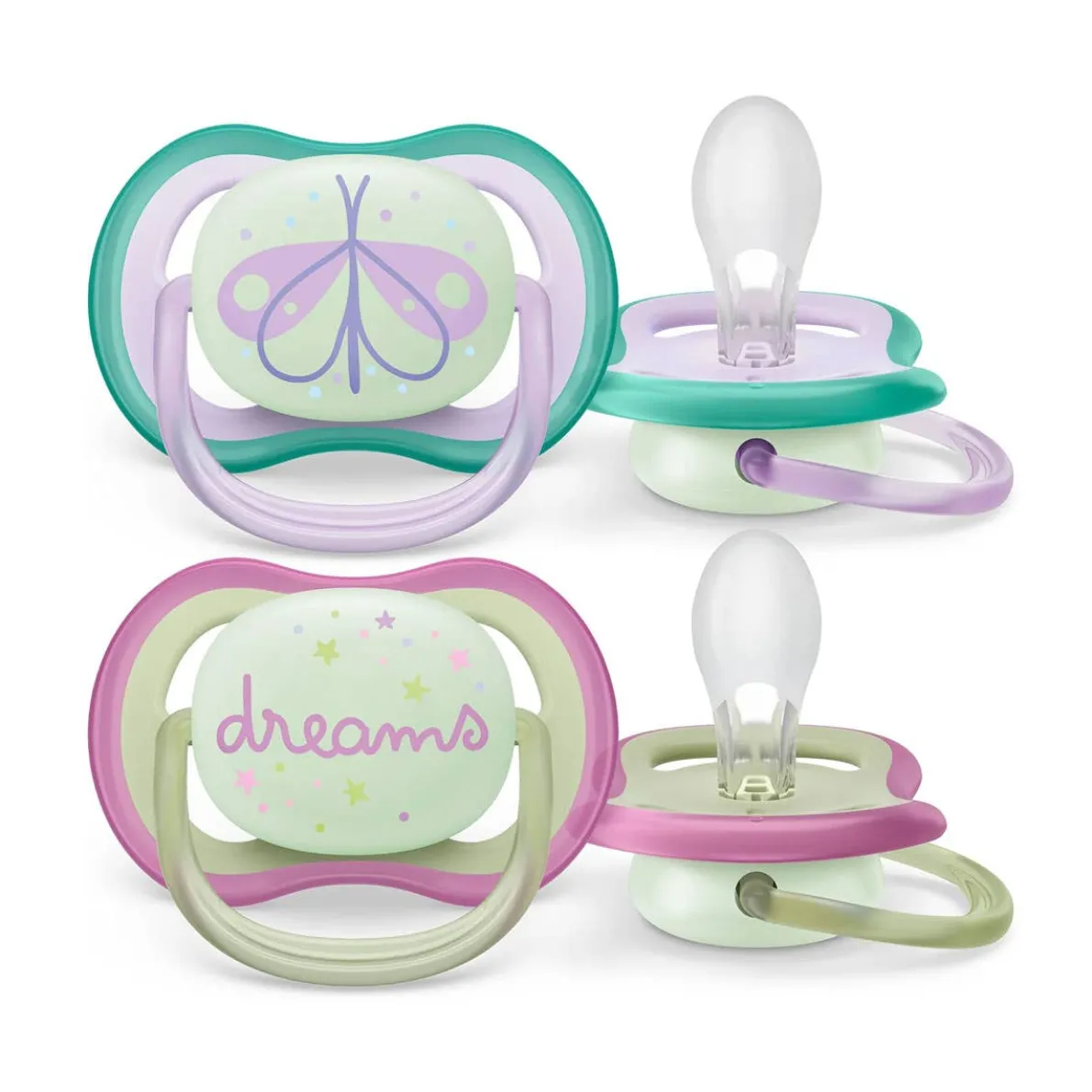 Ultra Air Night Pacifier 0-6M (2 Pack)
