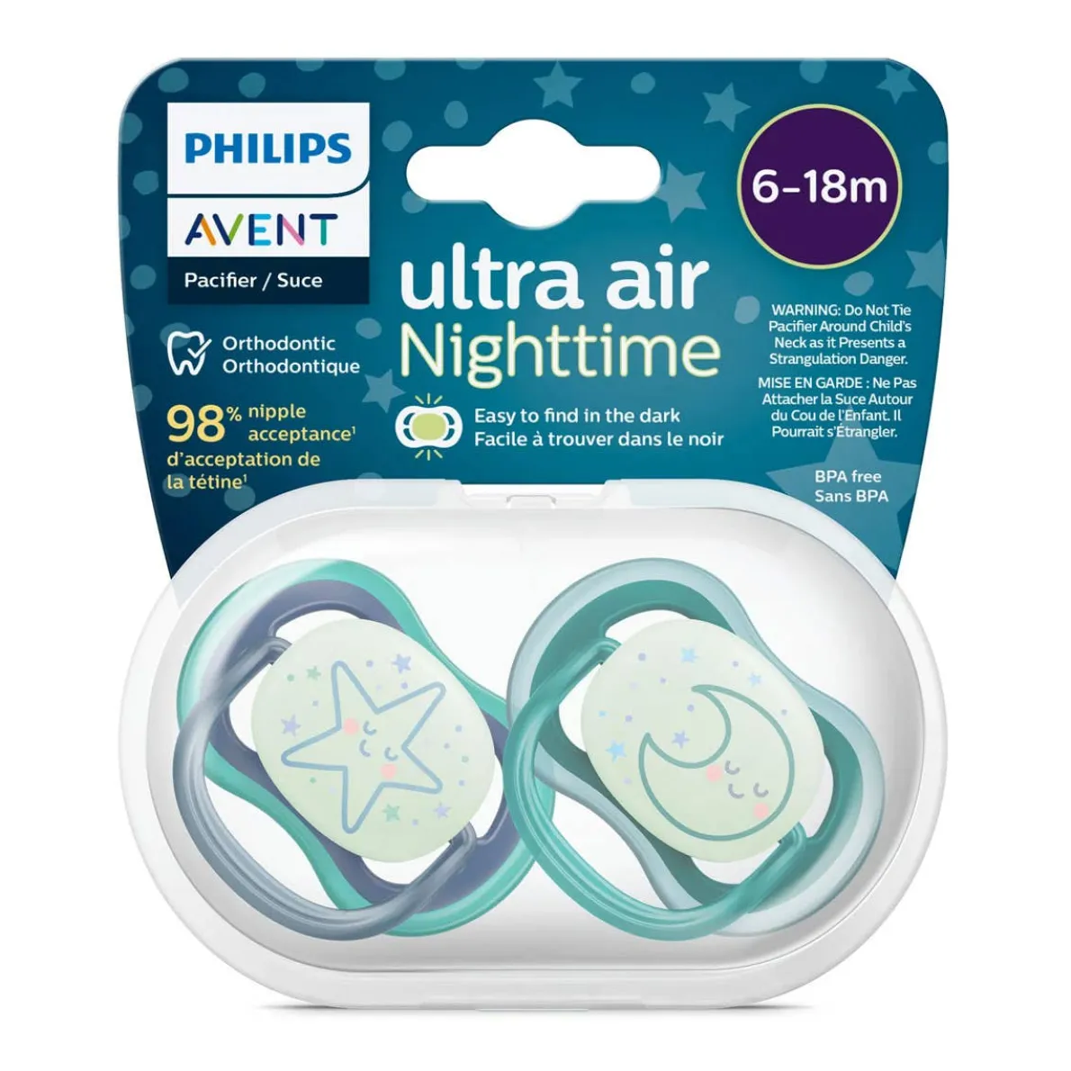 Ultra Air Night Pacifier 6-18M (2 Pack)