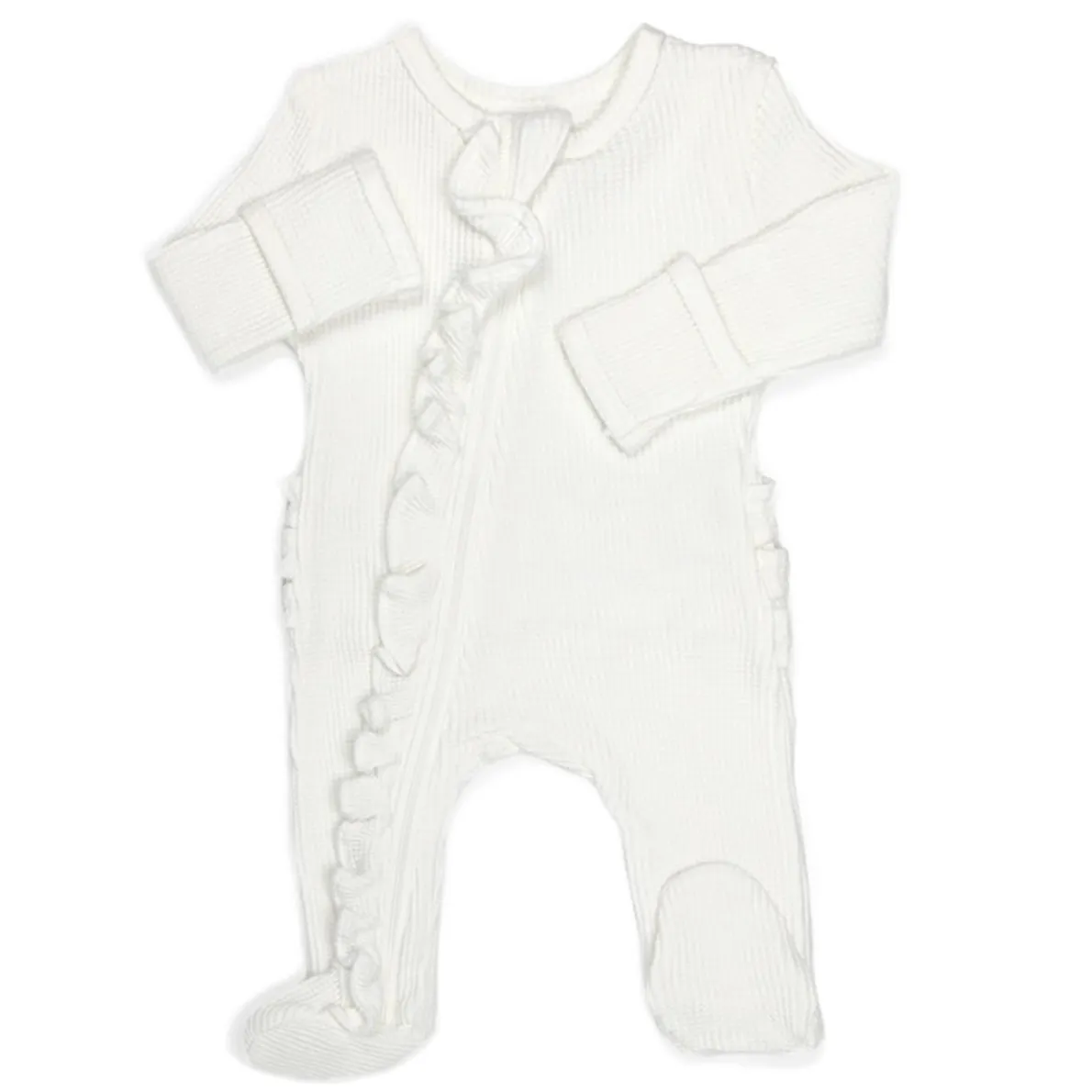 Waffle Knit Ruffle Sleeper