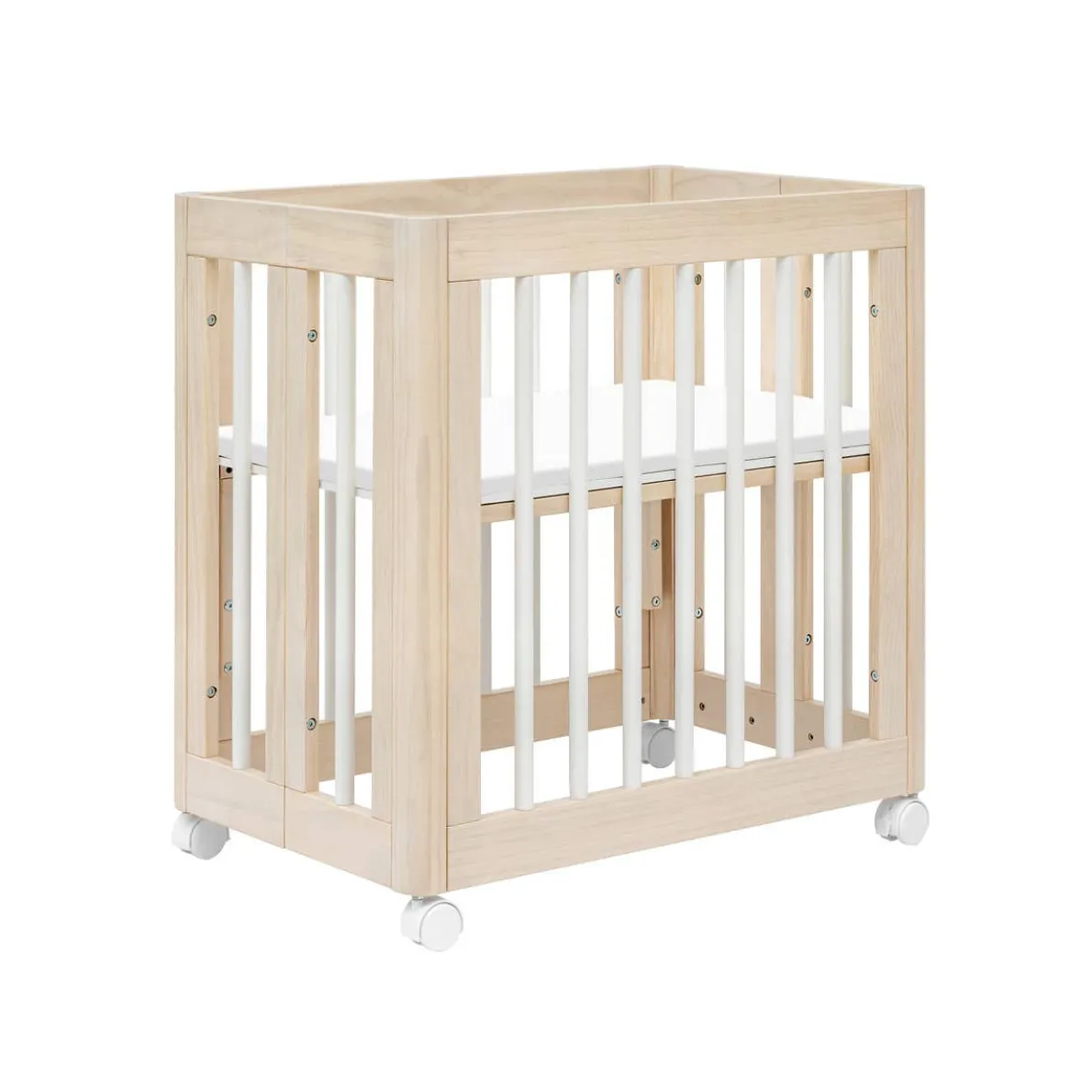 Yuzu 8-in-1 Crib with All-Stages Conversion Kits - Washed Natural with White