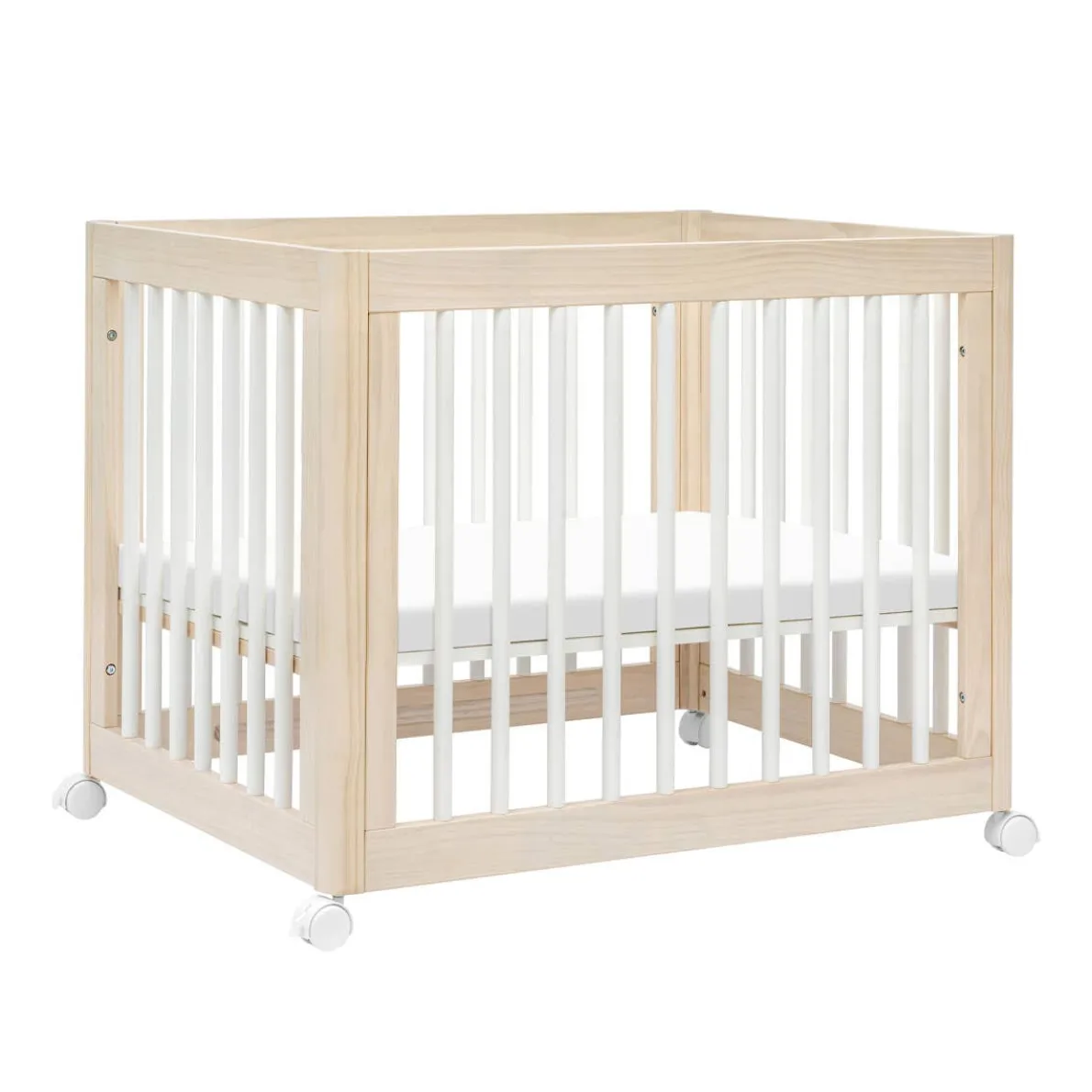 Yuzu 8-in-1 Crib with All-Stages Conversion Kits - Washed Natural with White