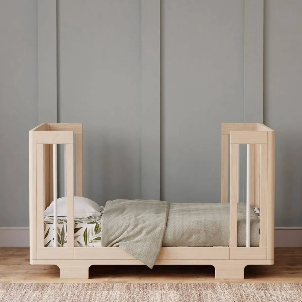 Yuzu 8-in-1 Crib with All-Stages Conversion Kits - Washed Natural with White